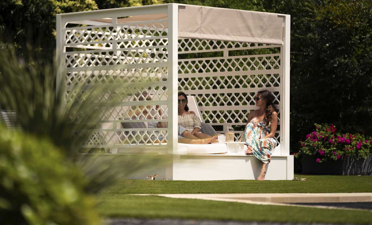 Ledge Lounger Shift Daybed, outdoor cabana bed with awning, view 4
