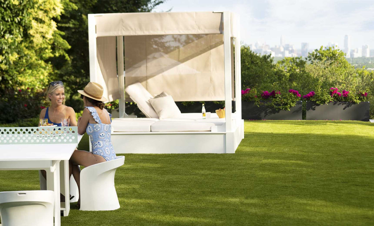Ledge Lounger Shift Daybed, outdoor cabana bed with awning, view 3