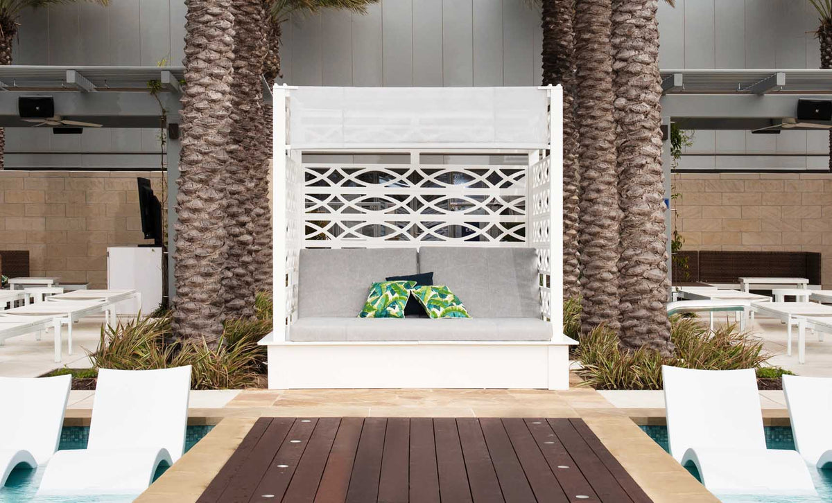 Ledge Lounger Shift Daybed, outdoor cabana bed with awning, view 2