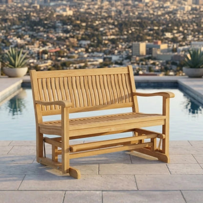 Anderson Teak Del Amo 4 Foot Glider with Sunbrella Cushions for Outdoor Lounging