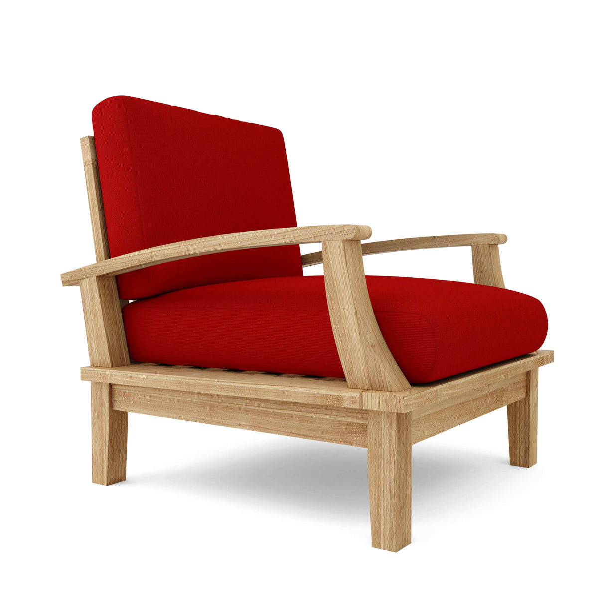 Sunbrella Canvas Jockey Red Cushion Color Option for Anderson Teak Brianna Deep Seating Armchair