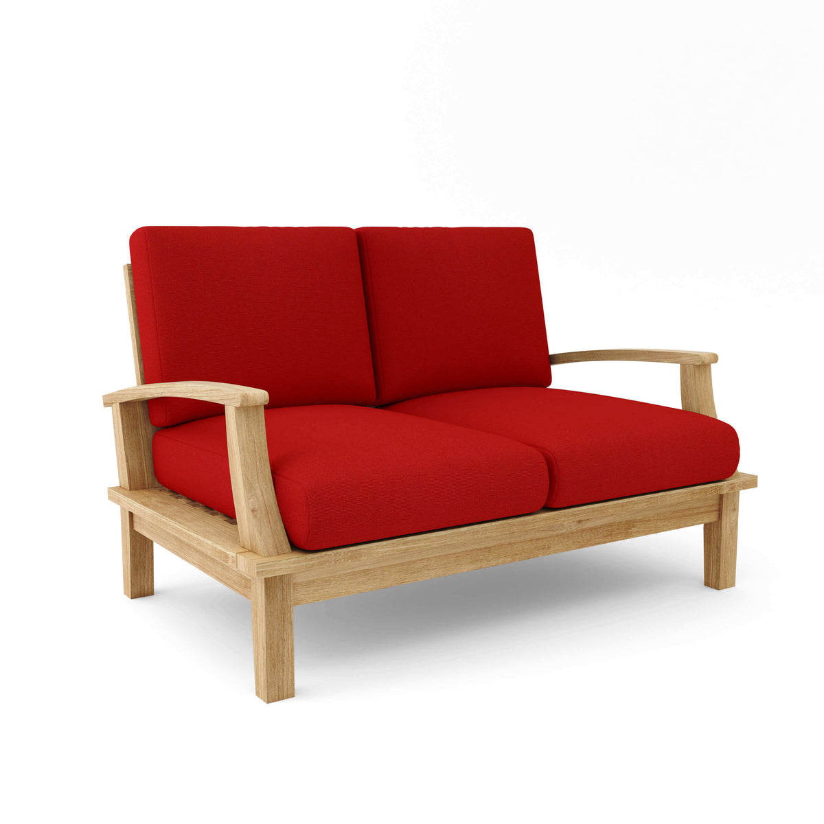 Sunbrella Canvas Jockey Red Cushion Color Option for Anderson Teak Brianna Deep Seating Loveseat