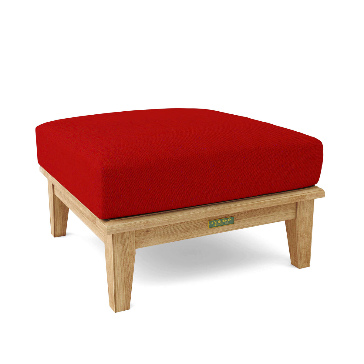 Sunbrella Canvas Jockey Red Cushion Color Option for Anderson Teak Brianna Ottoman