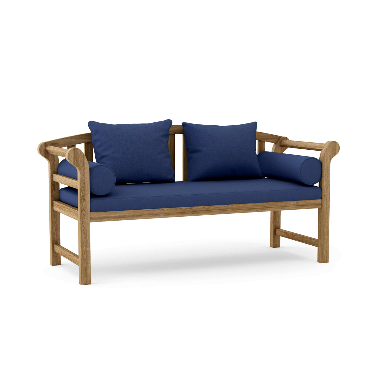 Sunbrella Canvas Navy Cushion Color Option for Anderson Teak Brisbane Deep Seating Bench