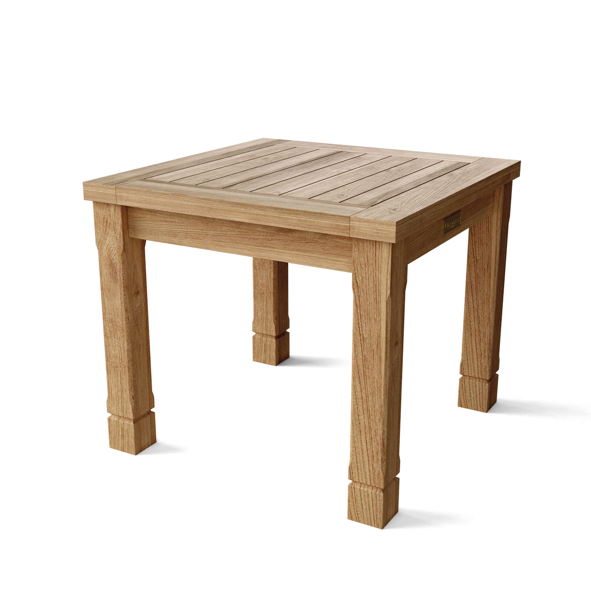 Anderson Teak Southbay 22 Square Side Table Detail with Solid Teak Tabletop and Frame Joinery