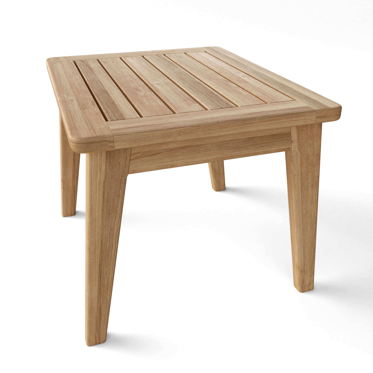 Anderson Teak Amalfi Outdoor Side Table Detail with Solid Teak Tabletop and Frame Joinery