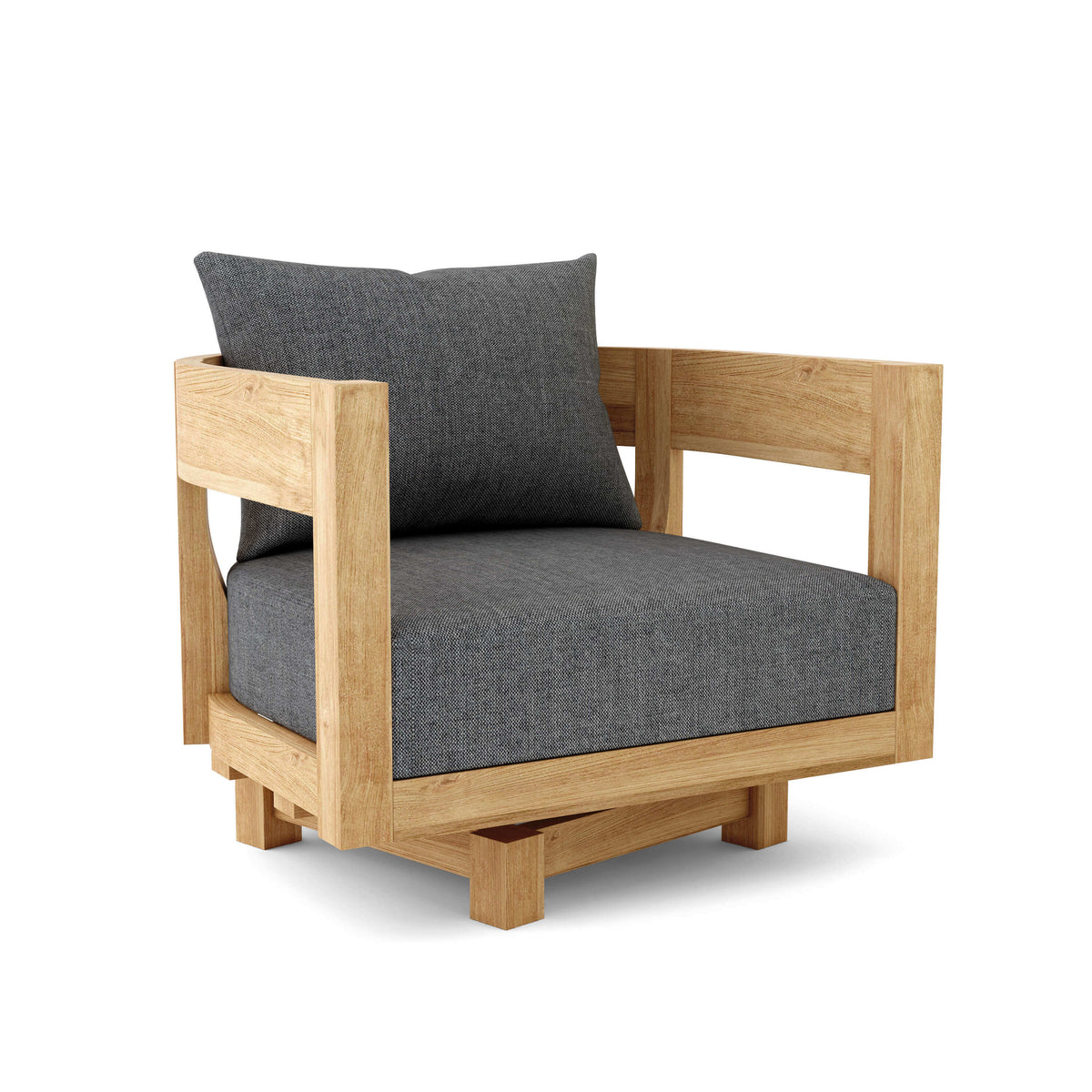 Sunbrella Cast Charcoal Cushion Color Option for Anderson Teak Coronado Deep Seating Swivel Armchair