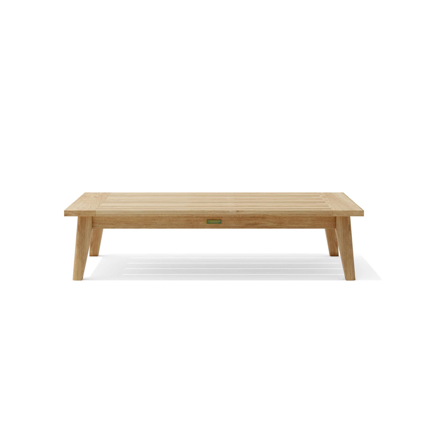 Teak rectangular outdoor coffee table with natural finish