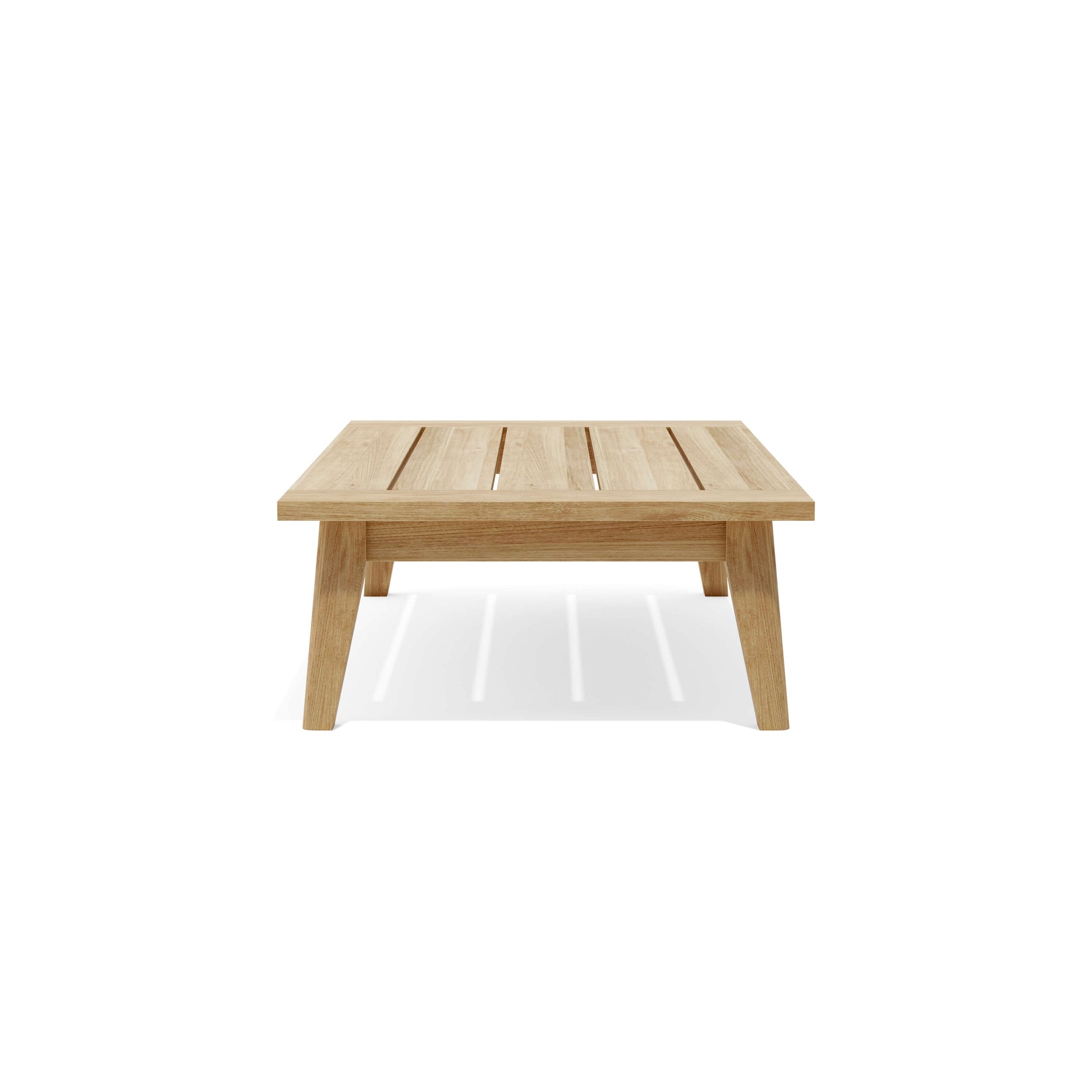 Teak rectangular outdoor coffee table with natural finish