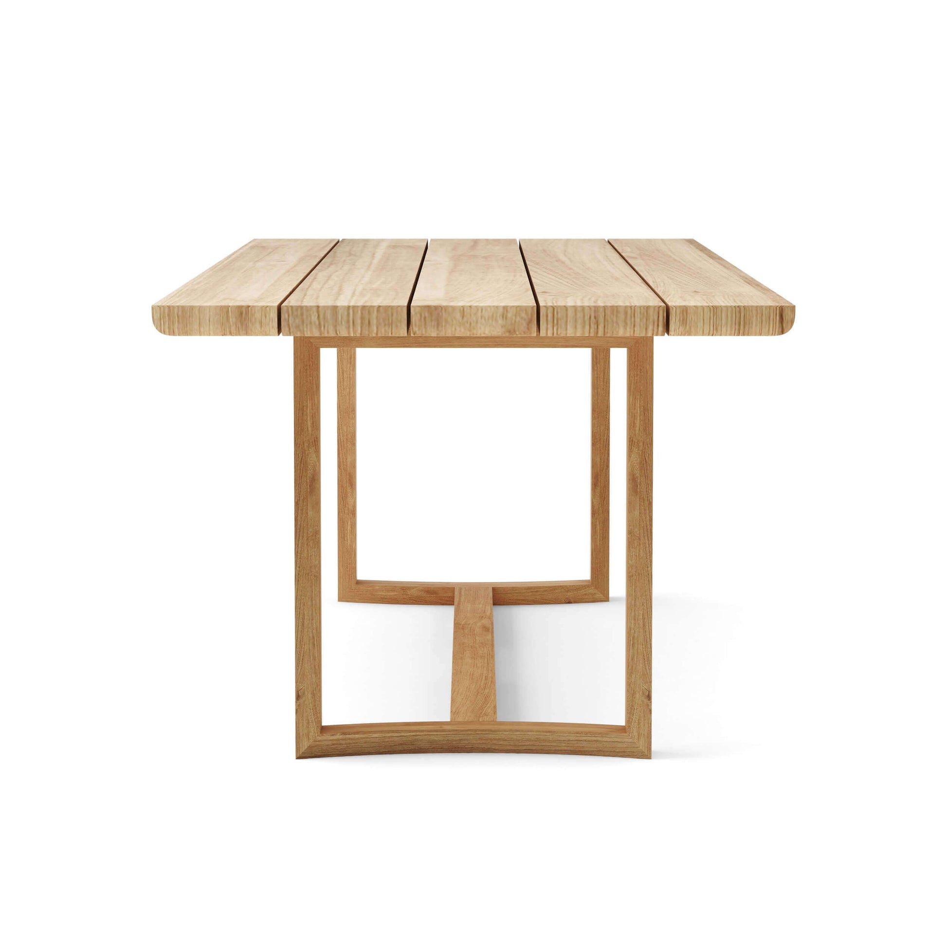 Teak outdoor dining table with natural finish