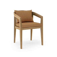 Teak outdoor dining chair with all-weather Sunbrella cushions