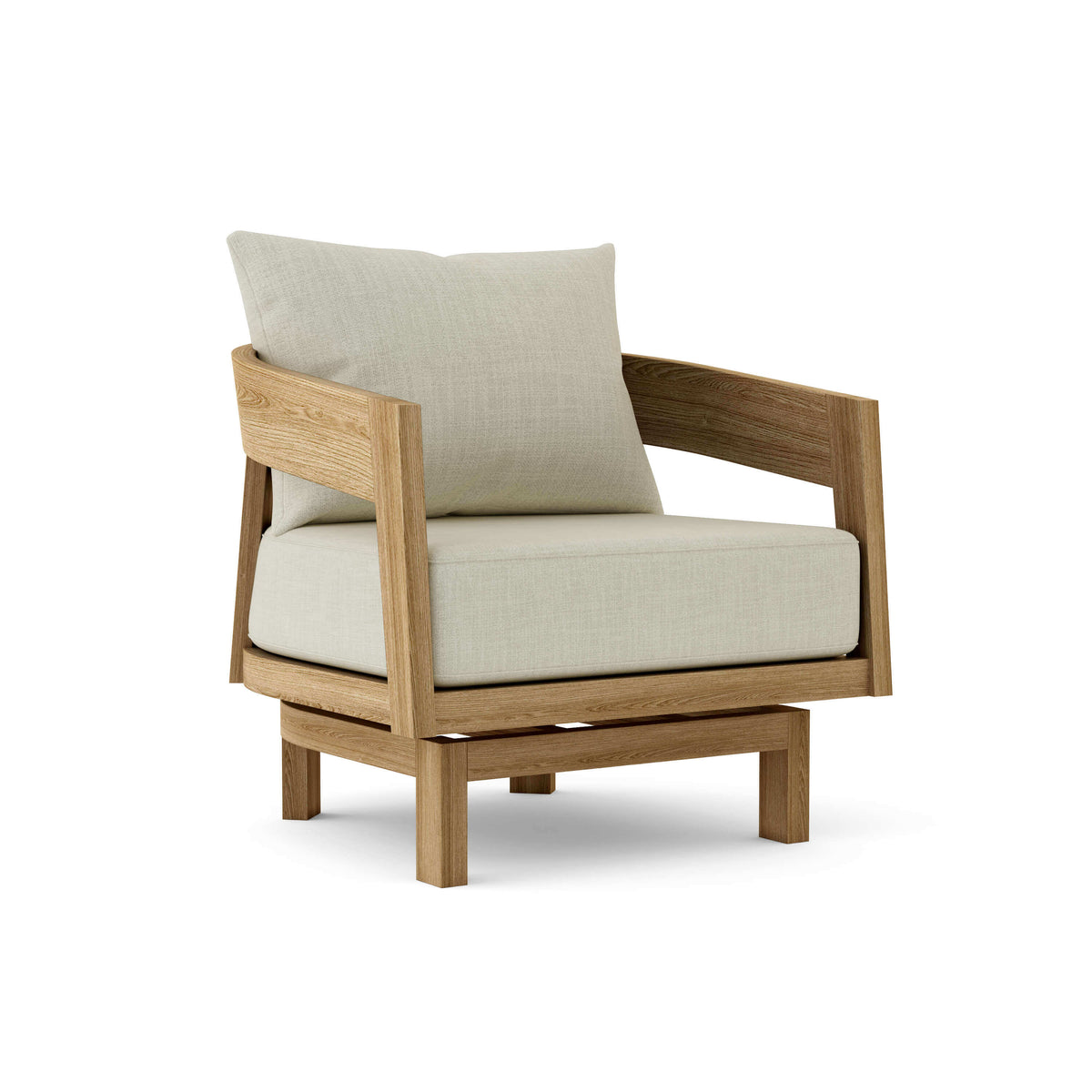 Sunbrella Canvas Natural Cushion Color Option for Anderson Teak Toscana Outdoor Swivel Lounge Chair