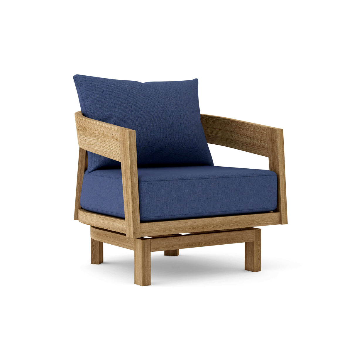 Sunbrella Canvas Navy Cushion Color Option for Anderson Teak Toscana Outdoor Swivel Lounge Chair
