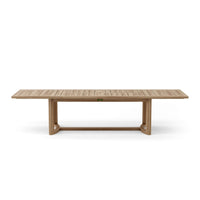 Outdoor teak rectangular extension table with natural finish