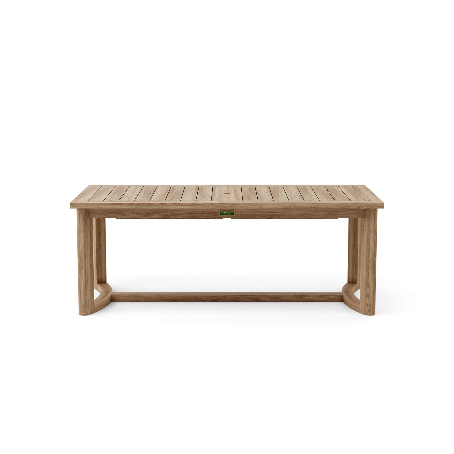 Anderson Teak Toscana Extension Table And Dining Armchair Set Detail with Teak Slat Back and Sculpted Seat