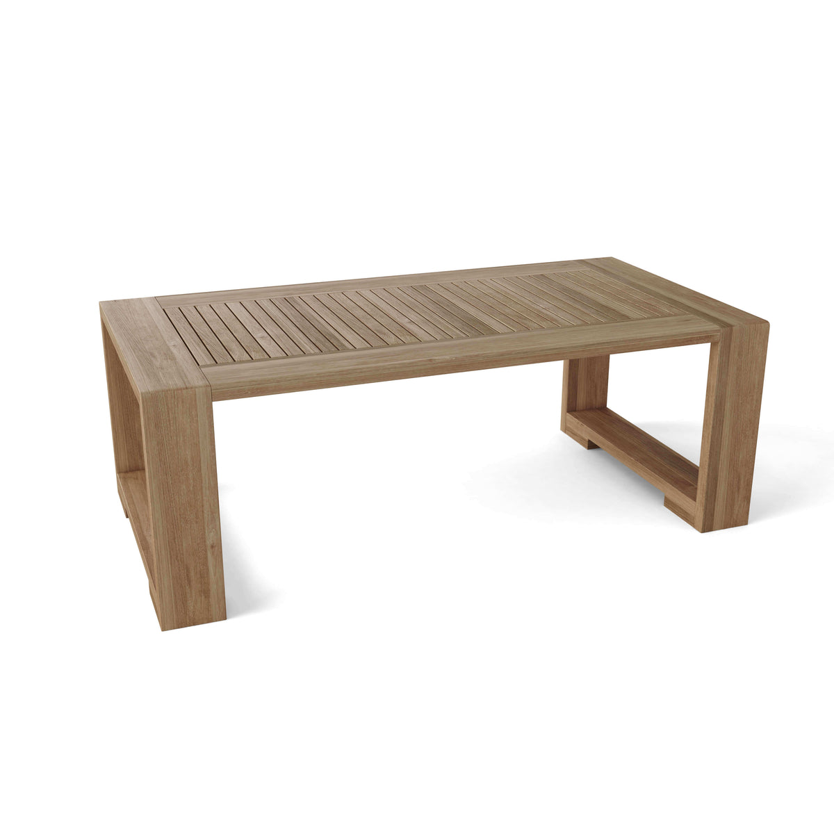 Anderson Teak Capistrano Rectangular Outdoor Coffee Table Detail with Teak Tabletop Joinery and Frame Build