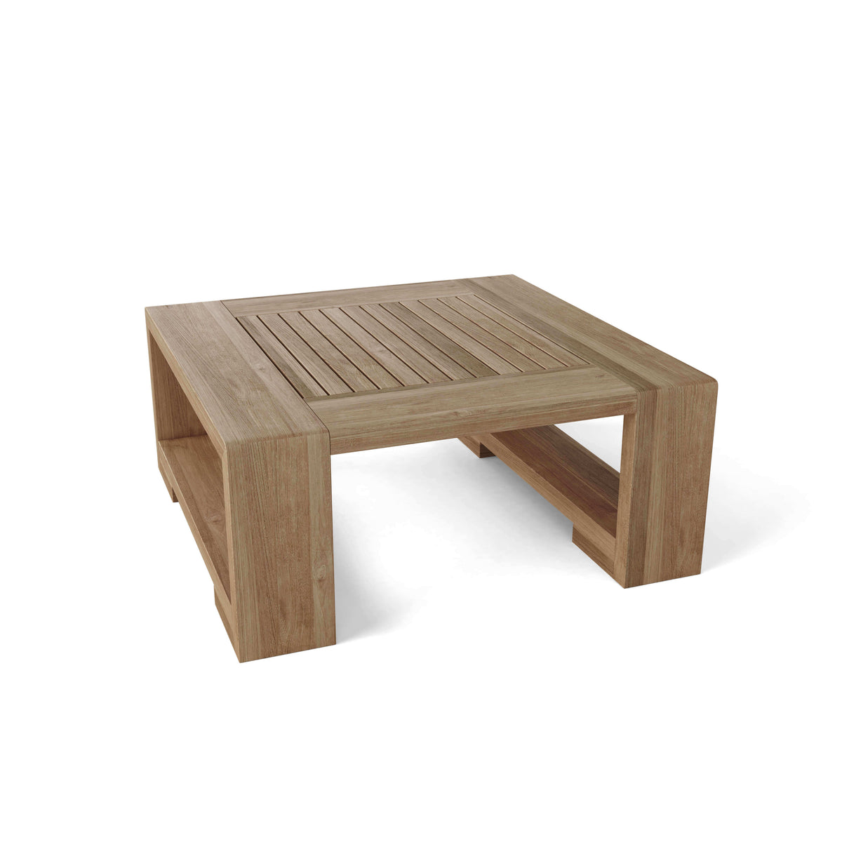 Anderson Teak Capistrano Side Table Detail with Solid Teak Tabletop and Frame Joinery