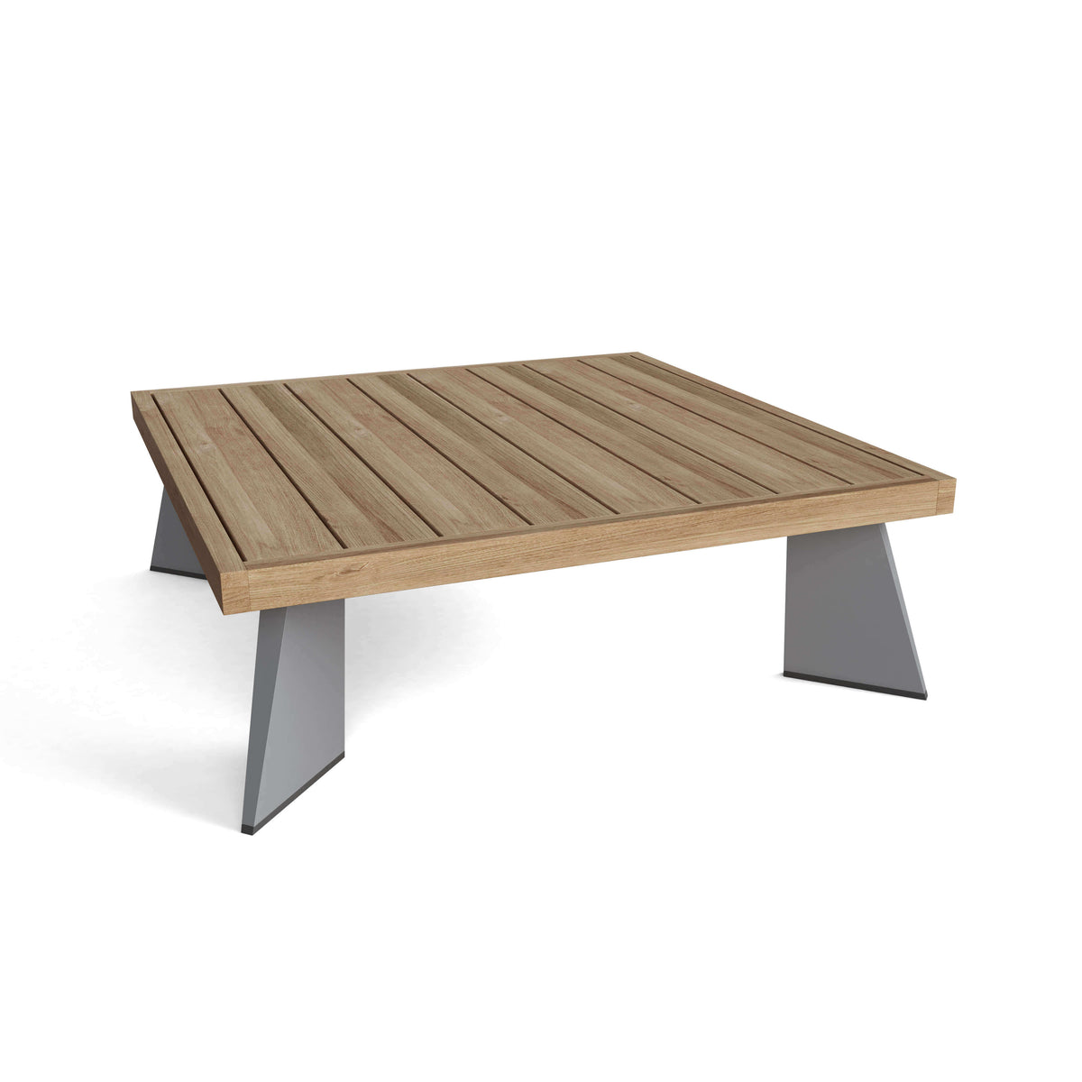 Anderson Teak Oxford Platform Outdoor Square Table Detail with Solid Teak Build and Premium Joinery