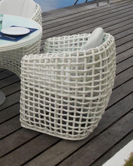 Dynasty Outdoor Dining Armchair with Sunbrella Cushion (White Mushroom)