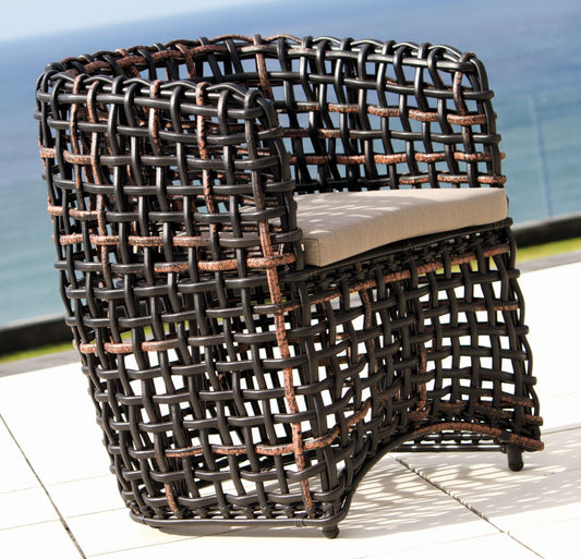 Dynasty Outdoor Dining Armchair with Sunbrella Cushion (Black Mushroom)