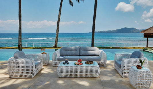 Dynasty 5-Piece Outdoor Seating Set with Sunbrella Cushion (White Mushroom)