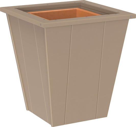 LuxCraft Elite Outdoor Planter | 18" 22" 26" Height Options Available in Weatherwood — tapered planter profile, recycled HDPE construction