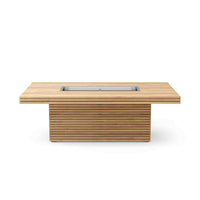 Anderson Teak Louvre Rectangular Propane Gas Fireplace Coffee Table crafted from premium teak wood