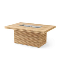 Anderson Teak Louvre Rectangular Propane Gas Fireplace Table crafted from premium teak wood