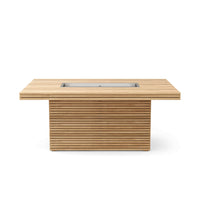 Anderson Teak Louvre Rectangular Propane Gas Fireplace Table crafted from premium teak wood