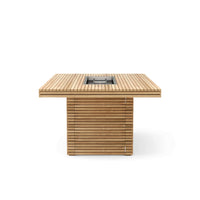 Anderson Teak Louvre Rectangular Propane Gas Fireplace Table crafted from premium teak wood