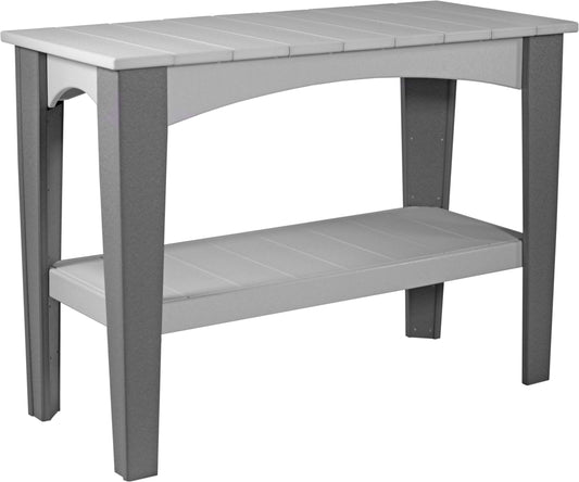 LuxCraft Island Outdoor Buffet Table in Dove Gray and Slate — wide-armrest patio chair, recycled HDPE construction
