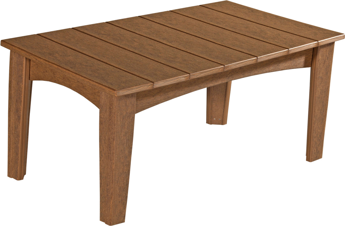 LuxCraft Outdoor Island Coffee Table in Antique Mahogany — Amish-crafted recycled poly, 20-year poly durability