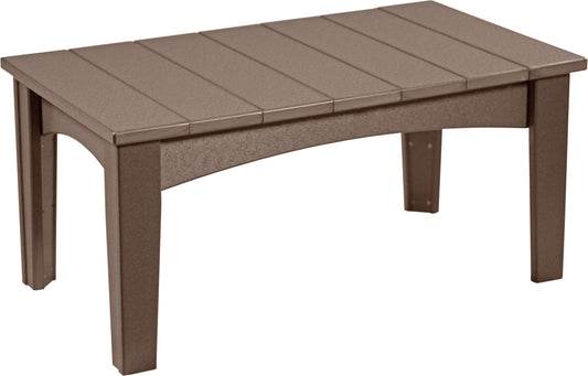 LuxCraft Outdoor Island Coffee Table in Chestnut Brown — Amish-crafted recycled poly, commercial-grade poly