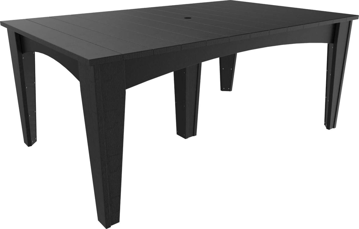 LuxCraft Rectangular Island Outdoor Dining Table in Black styled for patio entertaining — 20-year poly durability