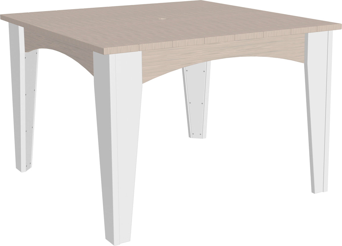 LuxCraft 44" Square Outdoor Island Dining Table in Birch and White — Amish-crafted recycled poly, weather-resistant design