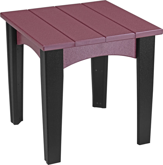 LuxCraft Outdoor Island End Table in Cherrywood and Black — Amish-crafted recycled poly, 20-year poly durability