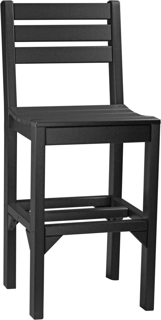 LuxCraft Island Side Chair in Black — side profile view, slatted poly chair construction
