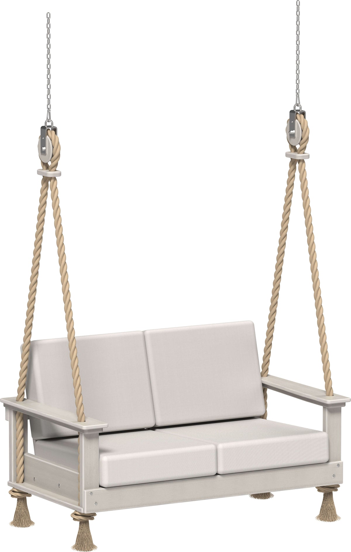 LuxCraft Lanai Loveseat Porch Swing in Birch — front-porch hanging swing for front-porch hanging