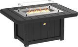 LuxCraft 51" Lumin Rectangular Gas Propane Fire Pit Table Set in Black — Amish-crafted recycled poly, 20-year poly durability