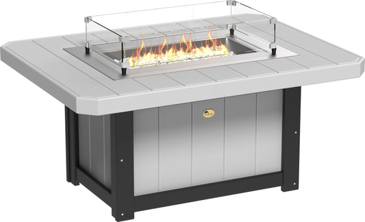 LuxCraft 51" Lumin Rectangular Gas Propane Fire Pit Table Set in Dove Gray and Black — propane fire pit feature for backyard fire-pit lounging