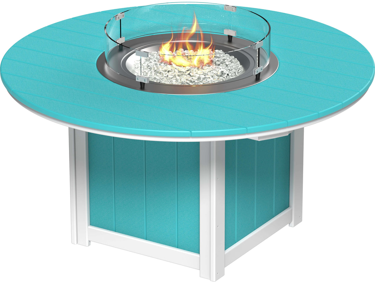 LuxCraft 60" Lumin Round Gas Propane Fire Table — Amish-crafted recycled poly, weather-resistant design