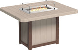 LuxCraft 62" Lumin Rectangular Gas Propane Fire Table Set with Bar Stools — gas fire feature center for outdoor gas-fire dining