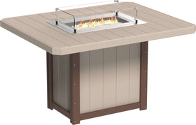 LuxCraft 62" Lumin Rectangular Gas Propane Fire Table Set with Bar Stools — gas fire feature center for outdoor gas-fire dining