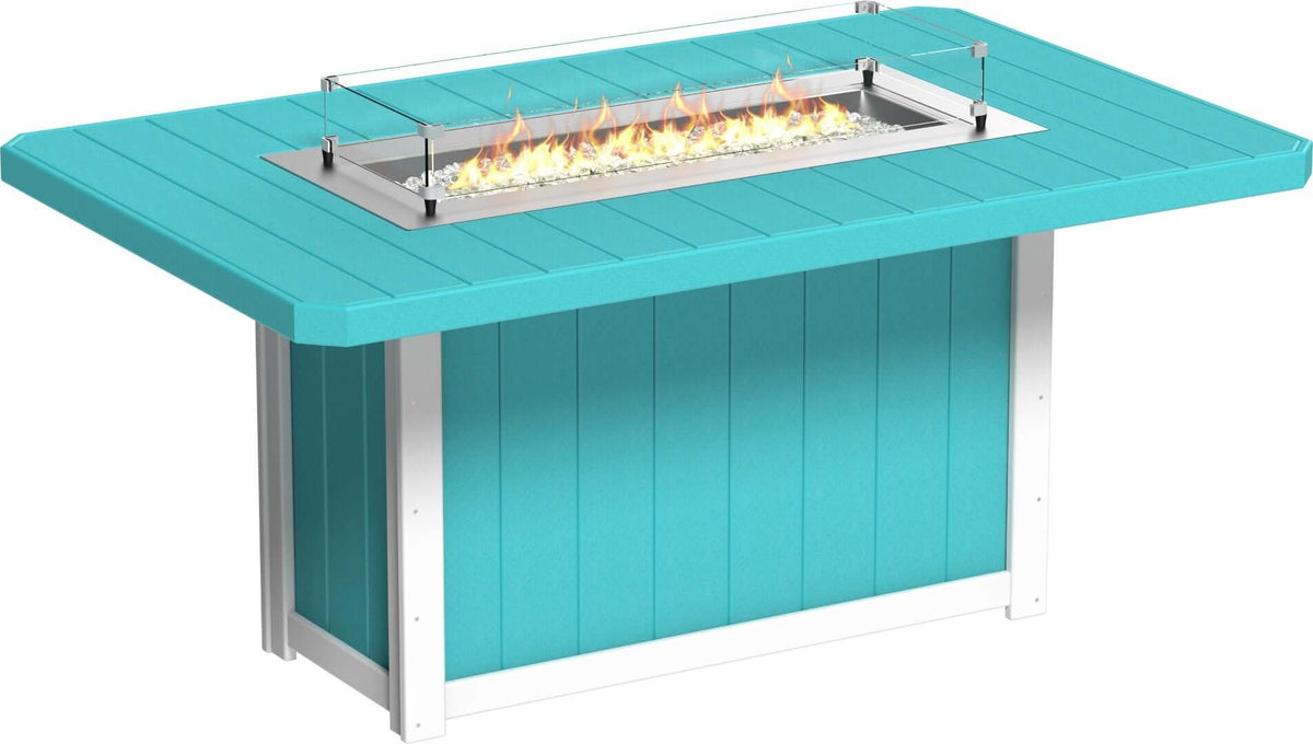 LuxCraft 79" Lumin Rectangular Gas Propane Fire Table Set shown for fire-feature patio gatherings — commercial-grade poly