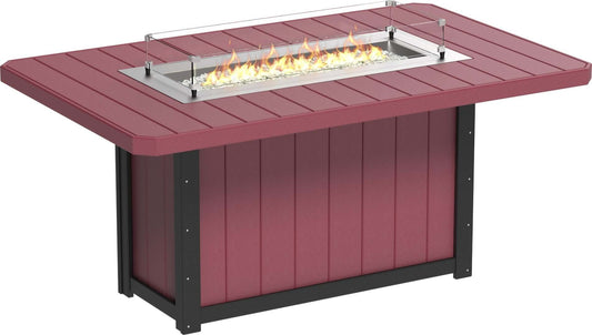 LuxCraft 79" Lumin Rectangular Gas Propane Fire Table Set shown for fire-feature patio gatherings — 20-year poly durability