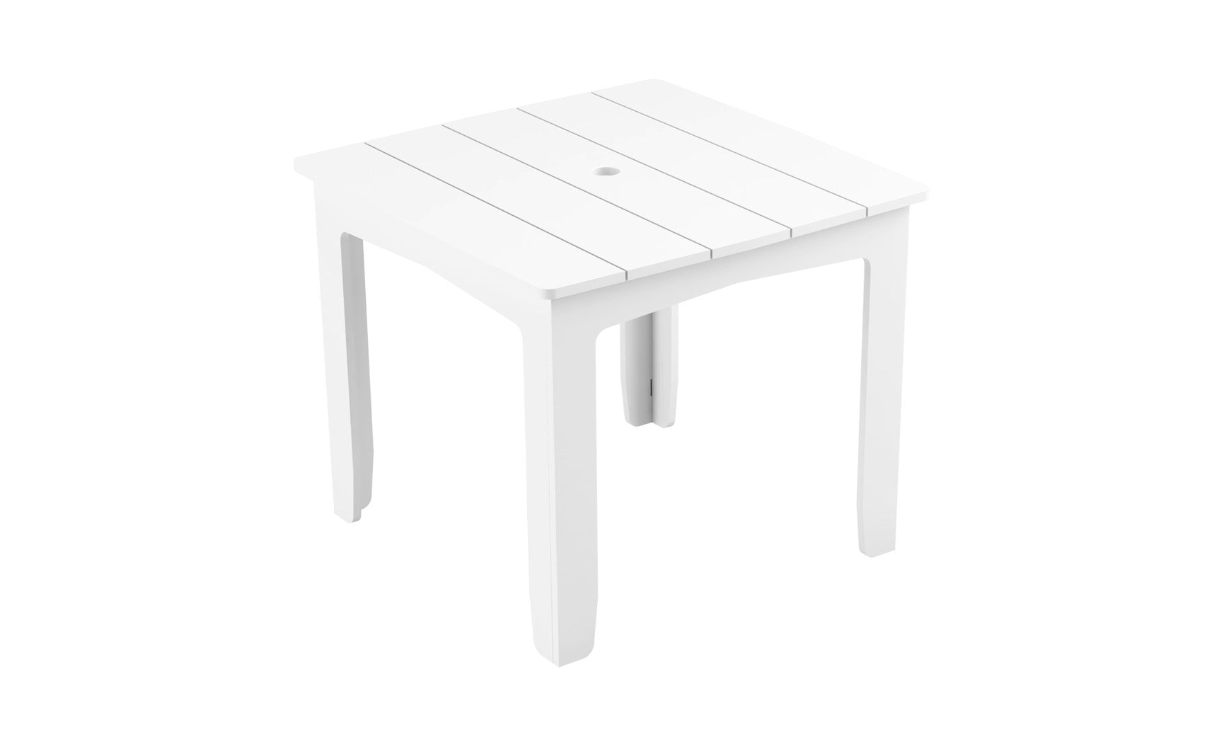 Ledge Lounger Mainstay 36-inch Square Dining Table in White with center umbrella sleeve
