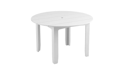 Ledge Lounger Mainstay Round Dining Table in White with center umbrella sleeve
