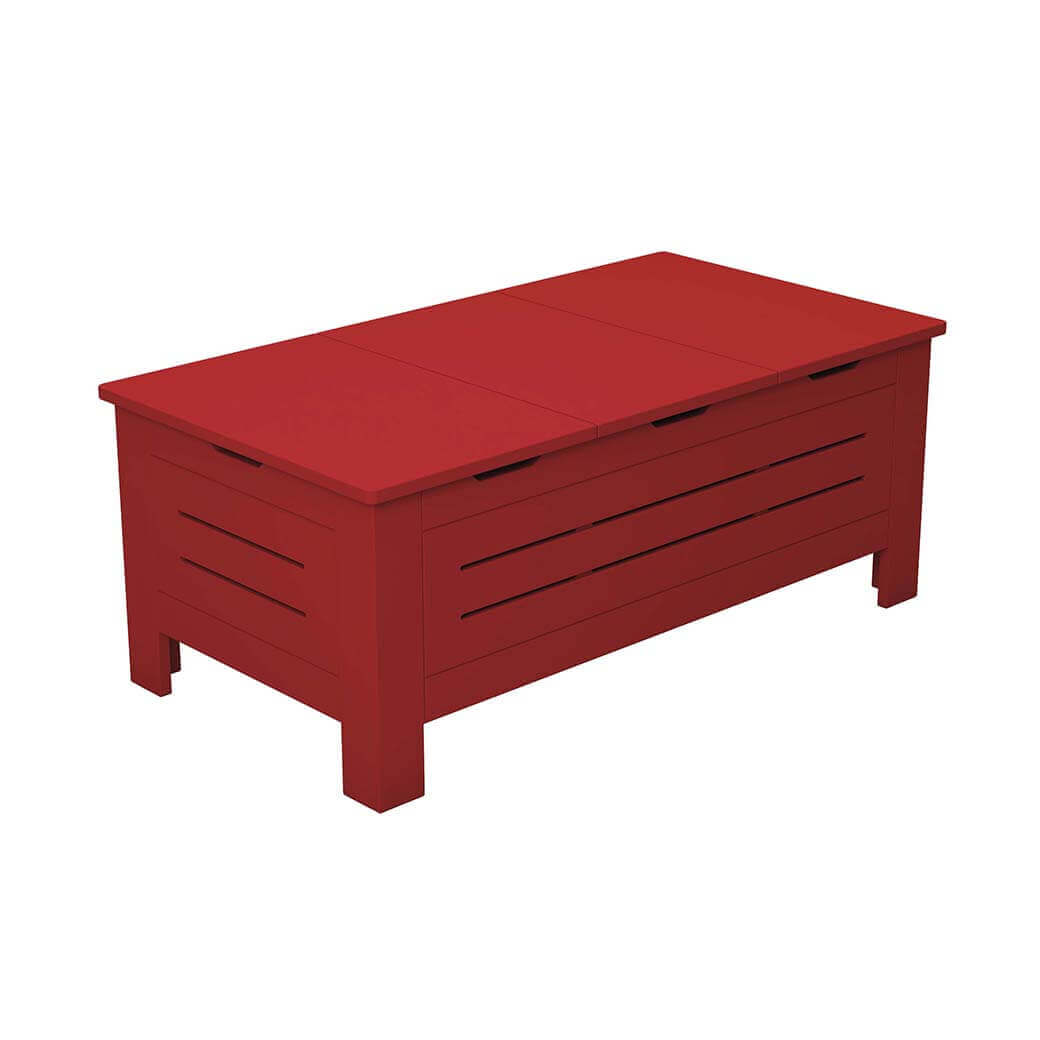 Red coffee table with a lid on a white background