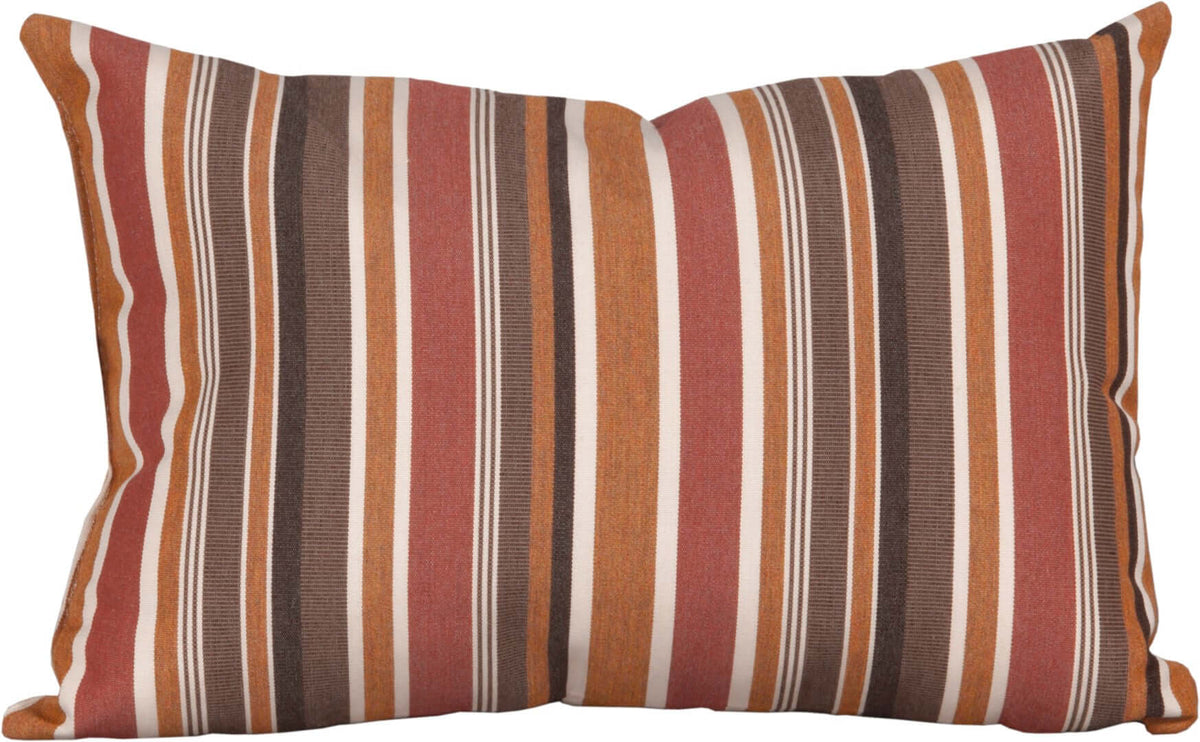 LuxCraft Outdoor Lumbar Pillow in Red configured for porch seating accent — fade-resistant fabric