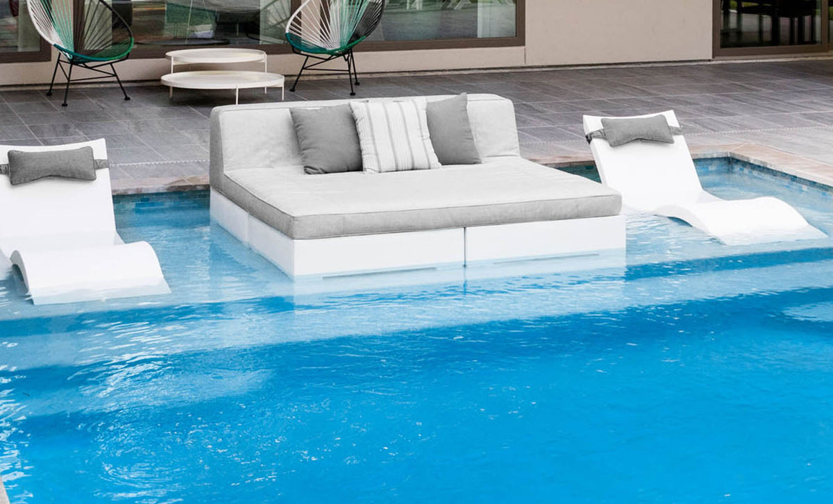 Ledge Lounger Affinity Square Sunbed with Backrest Cushion, square pool daybed with backrest, view 3